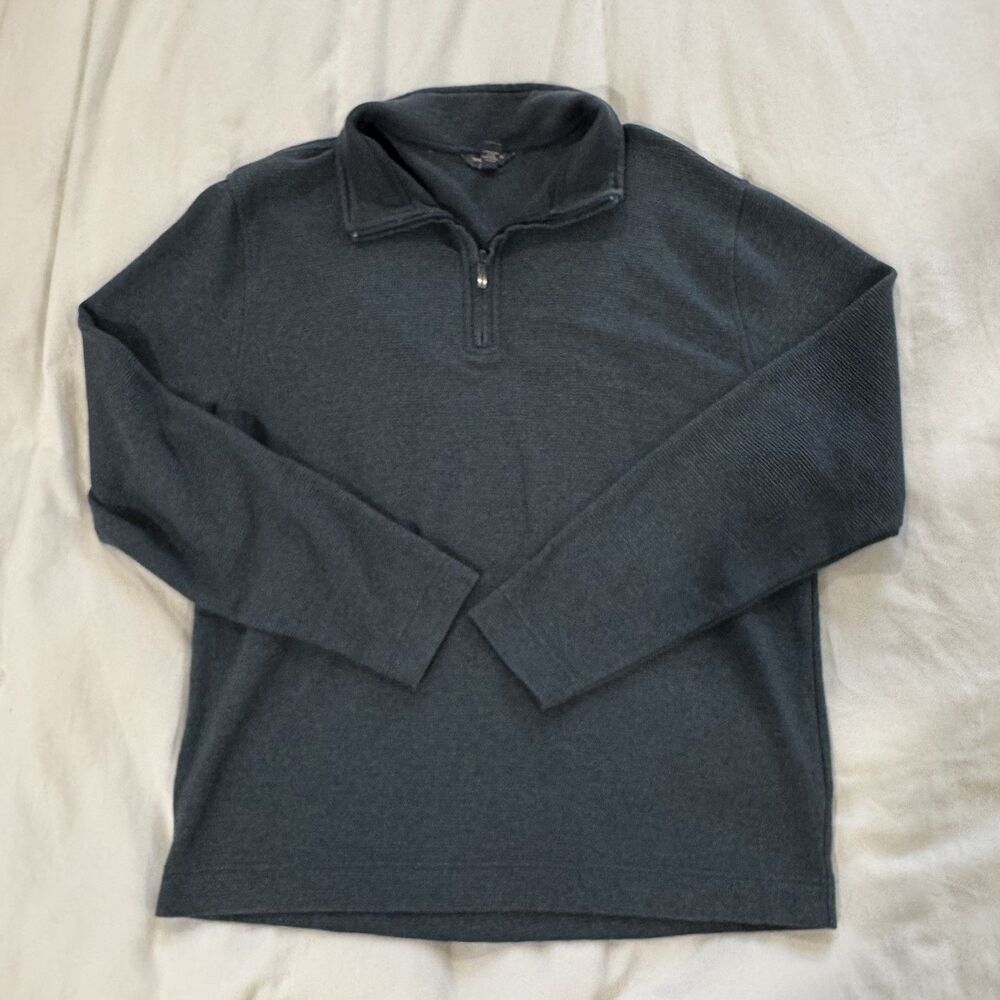 Van Heusen Flex Mock Neck Pullover Mens Large Dark Blue Quarter Zip Long Sleeve